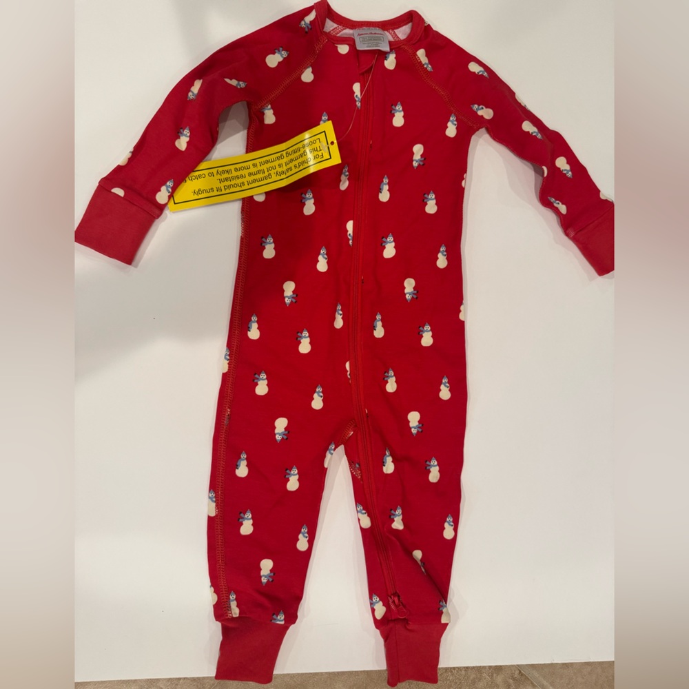 Hanna Andersson Double Zip Organic Cotton Sleeper - Snowman Print 6-12M NWT